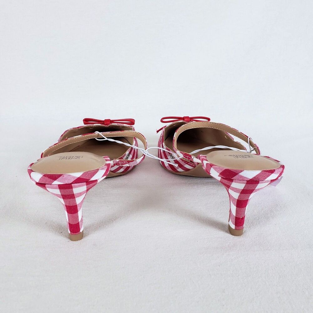 Wild Fable Coquette Gingham Kitten Heels Womens 11 Red Grommet Retro Cottage NWT - Picture 4 of 9